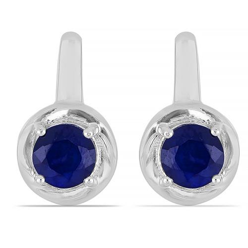 BUY STERLING SILVER AUSTRALIAN BLUE SAPPHIRE GEMSTONE EARRINGS